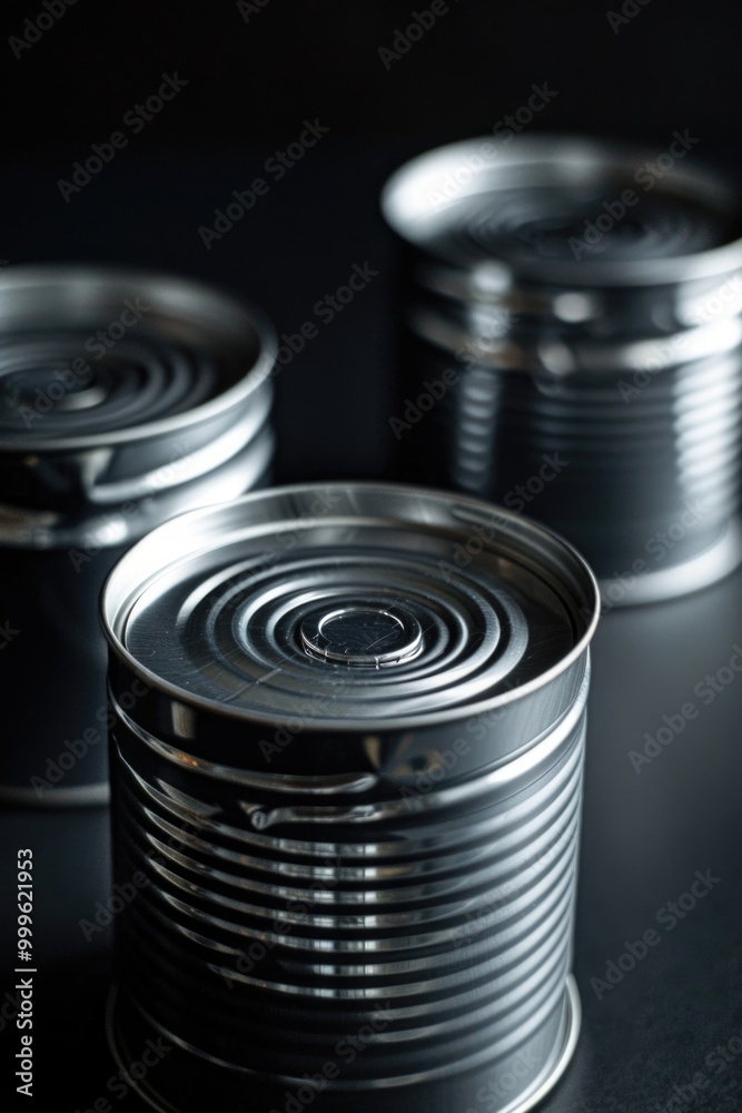 Tins and containers sitting on a table, possibly for storage or display Tins and containers sitting on a table, possibly for storage or display