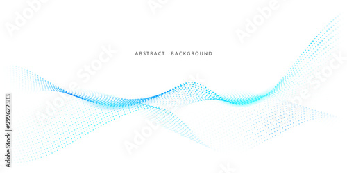 Flowing particles form waves, a gradient light pattern. modern technology background Vector illustration
