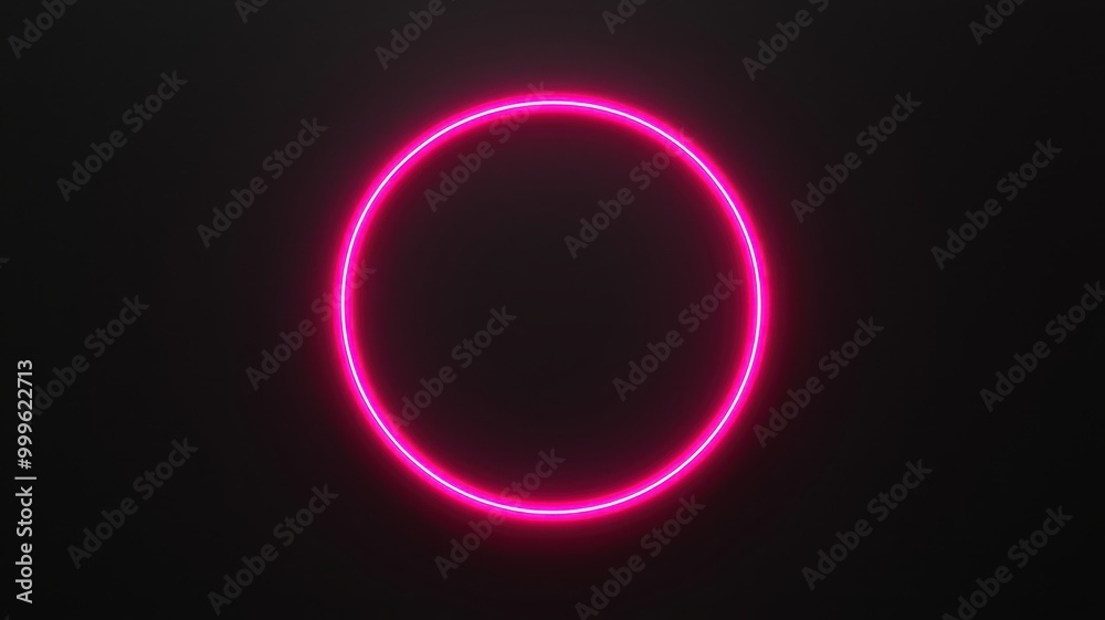 A glowing pink circular neon light against a dark background, creating a modern and vibrant visual effect. A glowing pink circular neon light against a dark background, creating a modern and vibrant visual effect.