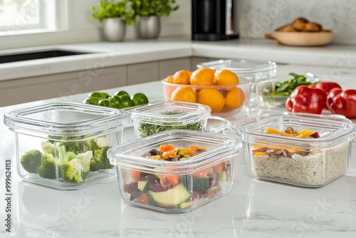 Glass Food Storage Containers with Fresh Ingredients