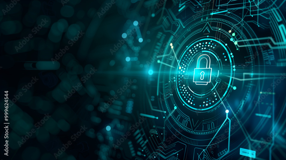 Obraz premium Digital data transfer and cyber security network, artificial intelligence. Abstract background