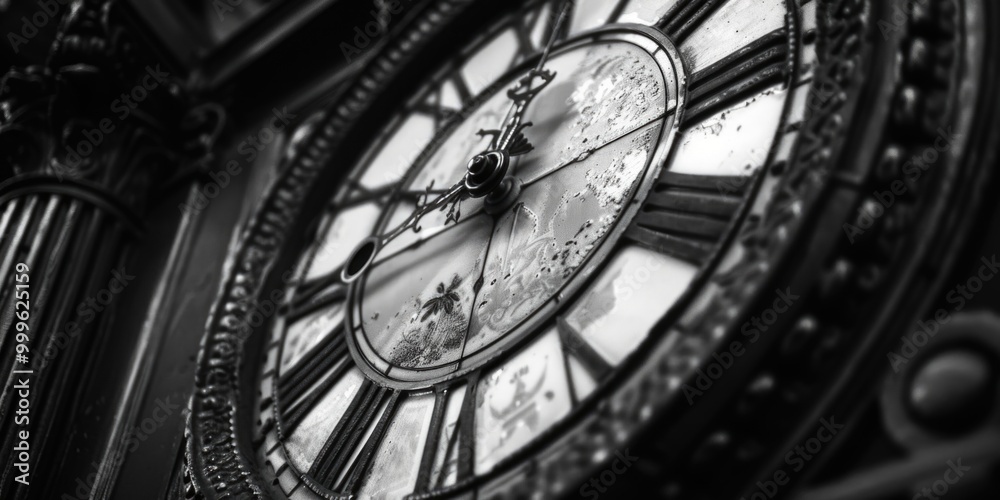 Obraz premium A detailed view of a clock face with Roman numerals