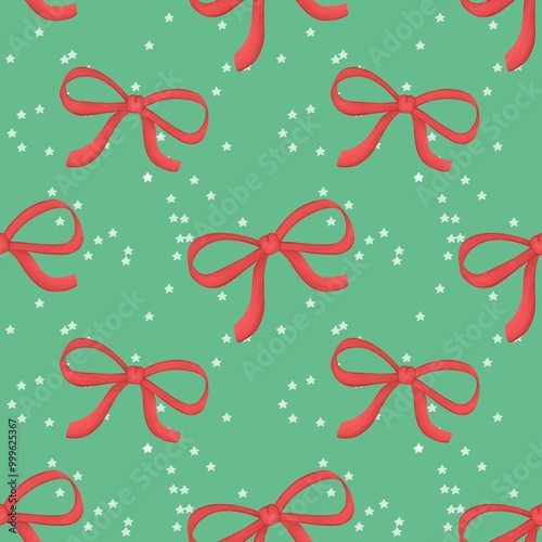 seamless pattern with ribbon and bow