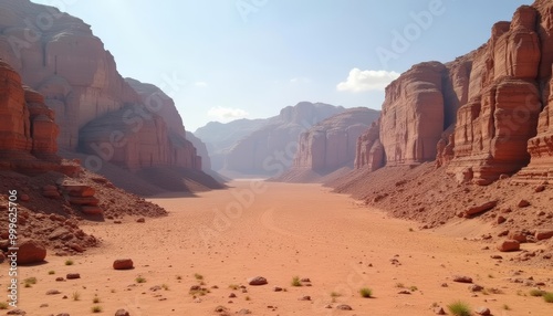  Vast desert landscape under clear blue sky photo