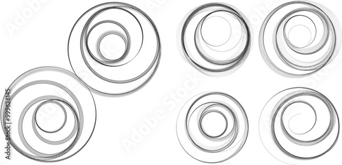 Many thin Lines in Spiral Form  . Vortex Vector Illustration . Swirly lines Logo . Spiral Design element . Abstract swirl icon . Twirl lines