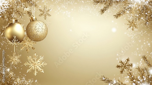 Abstract background of snow flake and christmas element gold tone.