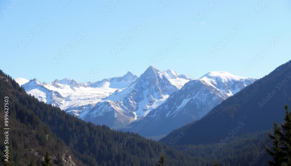 Majestic Mountain Range under Clear Sky Majestic Mountain Range under Clear Sky