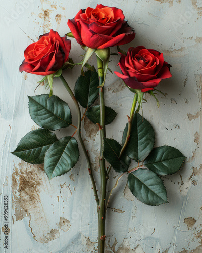 The flower shop's red rose product photo is elegant. AI generative.. photo