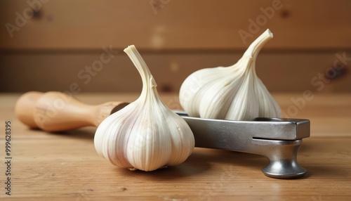  Fresh garlic ready to be minced for a flavorful dish photo