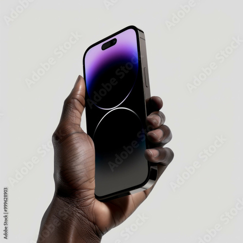 Modern smartphone in side view, camera aimed at screen. AI generative. photo