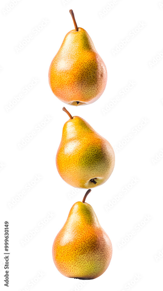Fresh ripe pears falling isolated on transparent background Fresh ripe pears falling isolated on transparent background