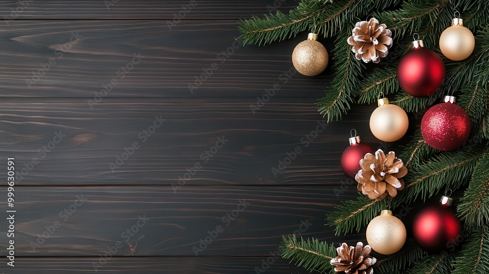 Rustic-themed Christmas backdrop with festive decorations, including wooden accents and warm colors Rustic-themed Christmas backdrop with festive decorations, including wooden accents and warm colors