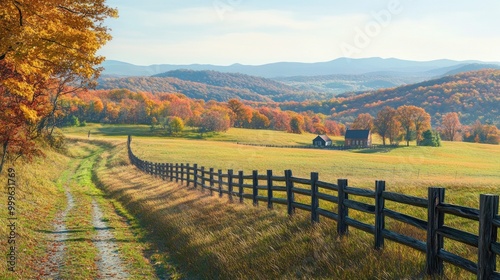 A panoramic view of rolling hills covered in vibrant autumn colors