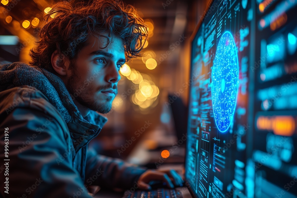 Obraz premium Innovative Classroom Technology: AI and Machine Learning Transforming Education with Interactive Tools and Holographic Data