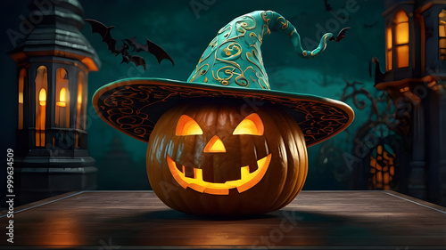 A row of pumpkins with a candle in the middle.