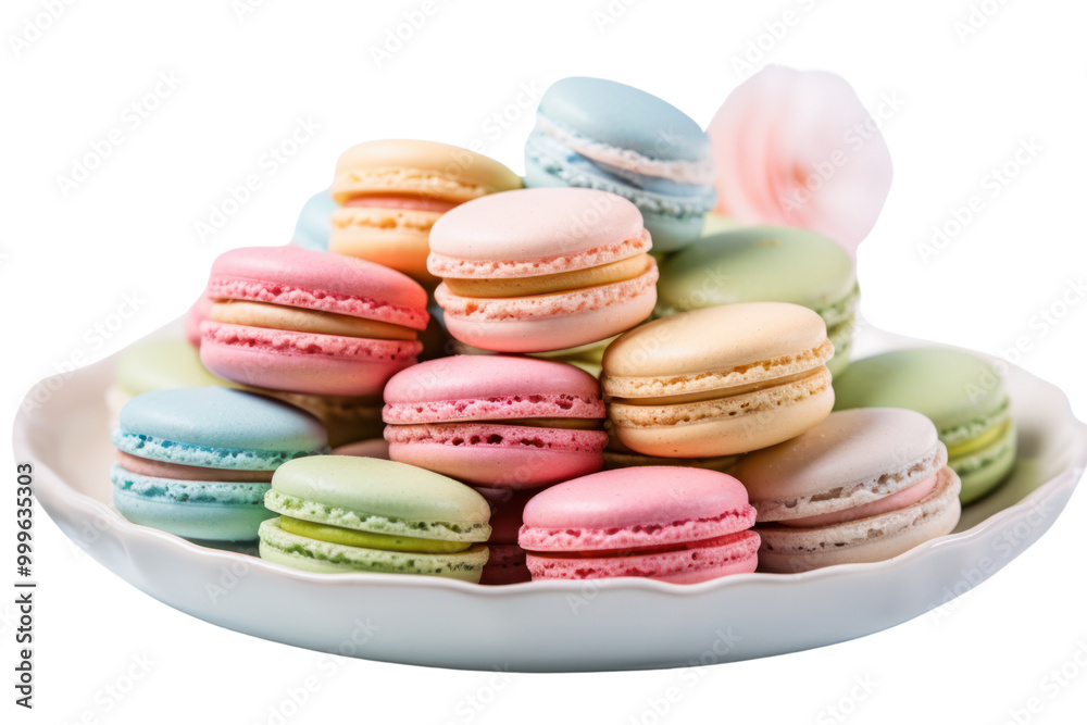 A close-up view of a stack of assorted cookies and biscuits arranged neatly on a white background A close-up view of a stack of assorted cookies and biscuits arranged neatly on a white background