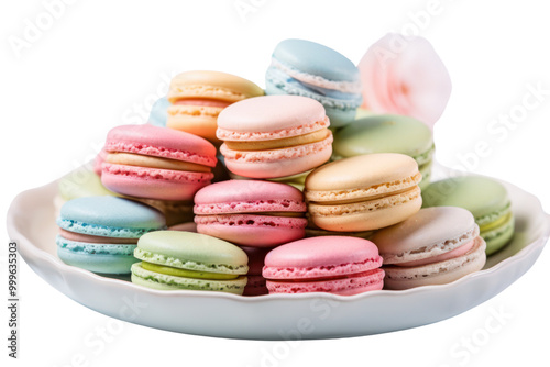 A close-up view of a stack of assorted cookies and biscuits arranged neatly on a white background