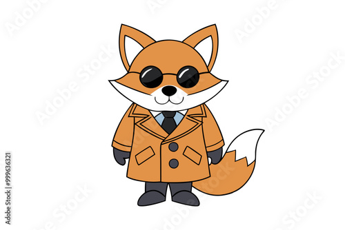 Secret Agent Fox in Trench Coat Vector Illustration