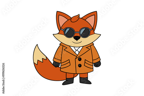 Secret Agent Fox in Trench Coat Vector Illustration