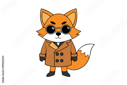 Secret Agent Fox in Trench Coat Vector Illustration