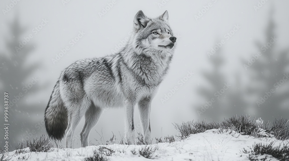 Obraz premium Majestic Wolf in Winter Landscape