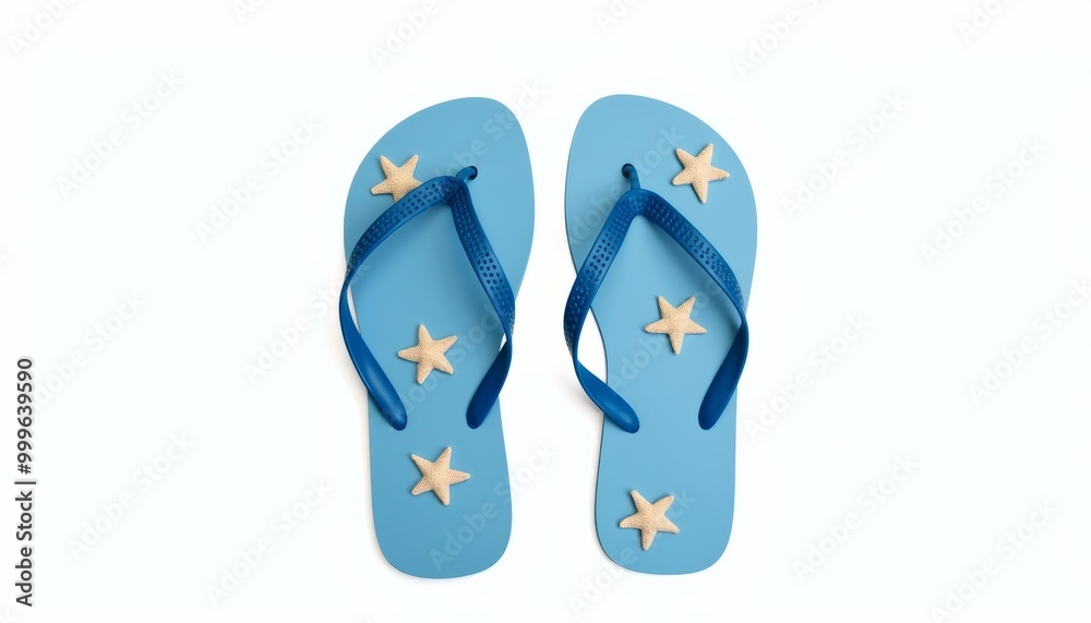 Stylish blue flipflops with star accents Stylish blue flipflops with star accents
