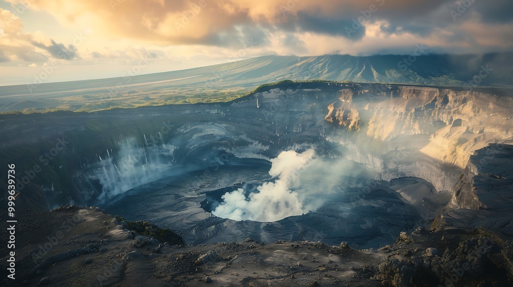 Obraz premium View of the crater of the volcanic