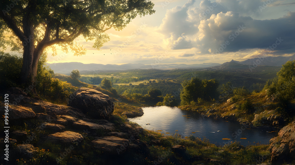 Peaceful Sunset Over Scenic Countryside Landscape
Peaceful Sunset Over Scenic Countryside Landscape