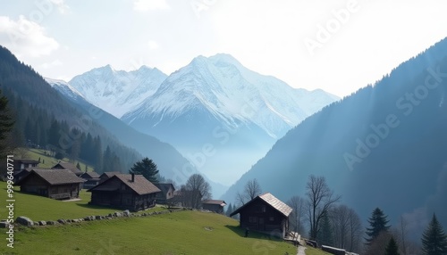  Peaceful mountain village nestled in the heart of nature