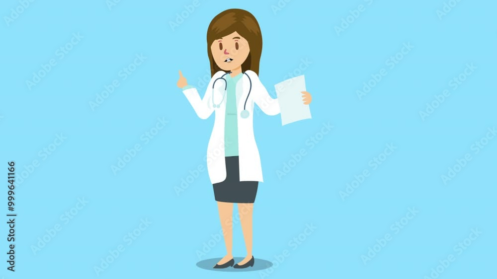 Doctor In Medical Uniform Raises Index Finger And Gives Advice 2D Cartoon Animation Doctor In Medical Uniform Raises Index Finger And Gives Advice 2D Cartoon Animation