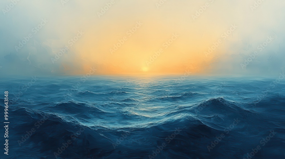 Fototapeta premium Serene Sunrise Over Tranquil Ocean Waters