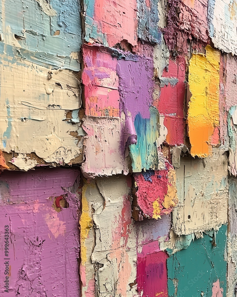 Naklejka premium Colorful Abstract Texture on Weathered Wooden Surface