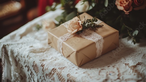 Vintage Gift Wrapped in Lace and Floral Decor