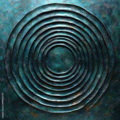 Layers of Circular Patterns in Turquoise Shades