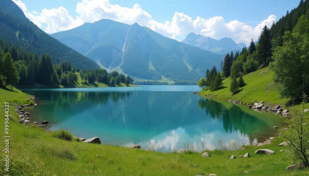 Tranquil mountain lake perfect for serene moments Tranquil mountain lake perfect for serene moments