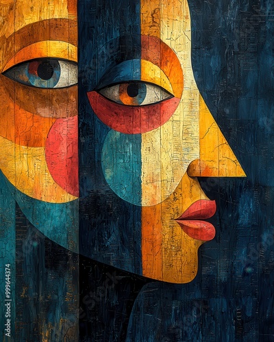 Abstract Portrait with Colorful Geometric Shapes