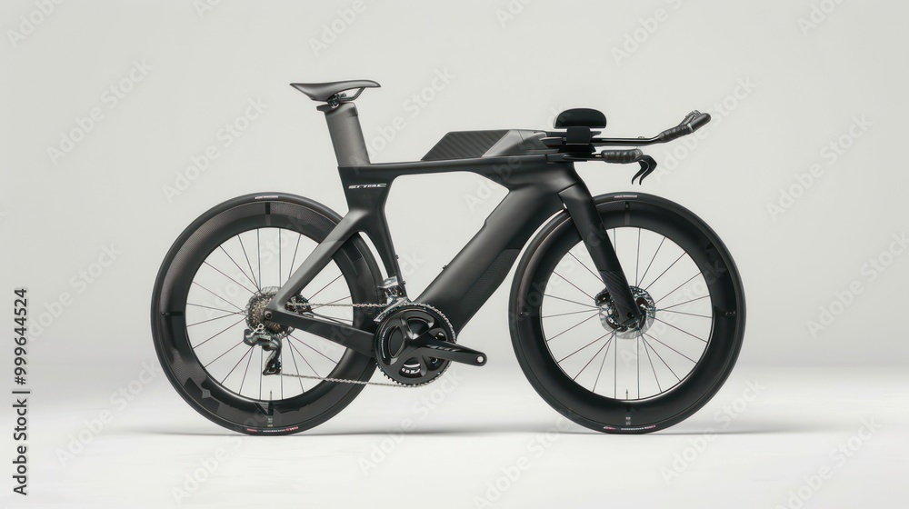 Fototapeta premium Black Tricycle with Grey Background