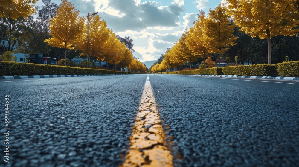 Fototapeta premium empty asphalt road in downtown of modern city during daytime. copy space for parking lot