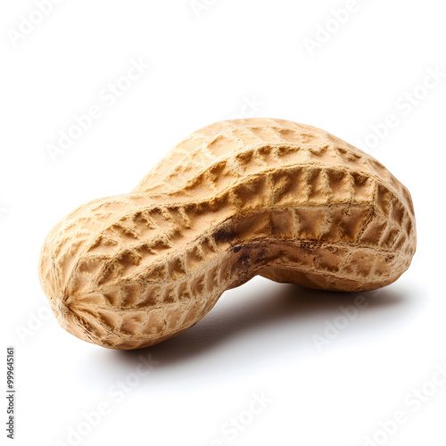 Unpeeled peanut isolated on white background