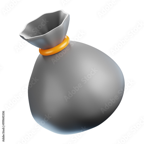 Premium finance coin bag icon 3d rendering on isolated background