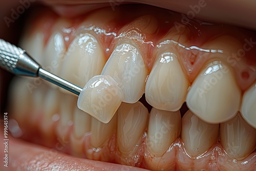 3D render of a dental implant being installed into a model of the gum