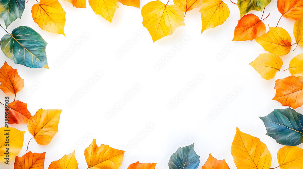 Beautiful fall leaves decorative border with copy space for text Beautiful fall leaves decorative border with copy space for text