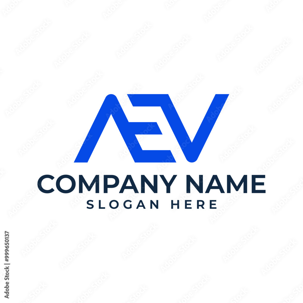 AEV initial lettermark with the letter E in negative space in a modern and minimalist geometric style AEV initial lettermark with the letter E in negative space in a modern and minimalist geometric style