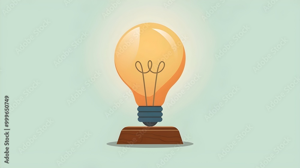 Minimalistic Illustration of a Lightbulb with Warm Orange Glow Minimalistic Illustration of a Lightbulb with Warm Orange Glow