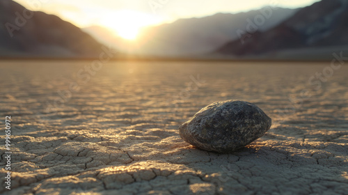 Mysterious Sailing Stones of Death Valley. Generative AI photo