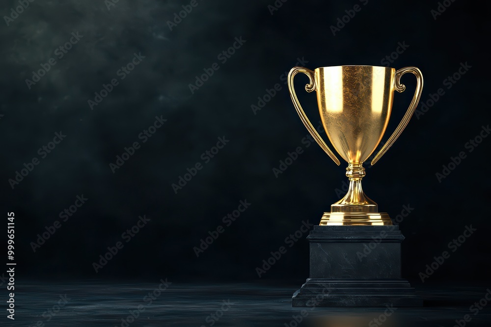 A golden trophy on a dark background, symbolizing achievement and success. A golden trophy on a dark background, symbolizing achievement and success.