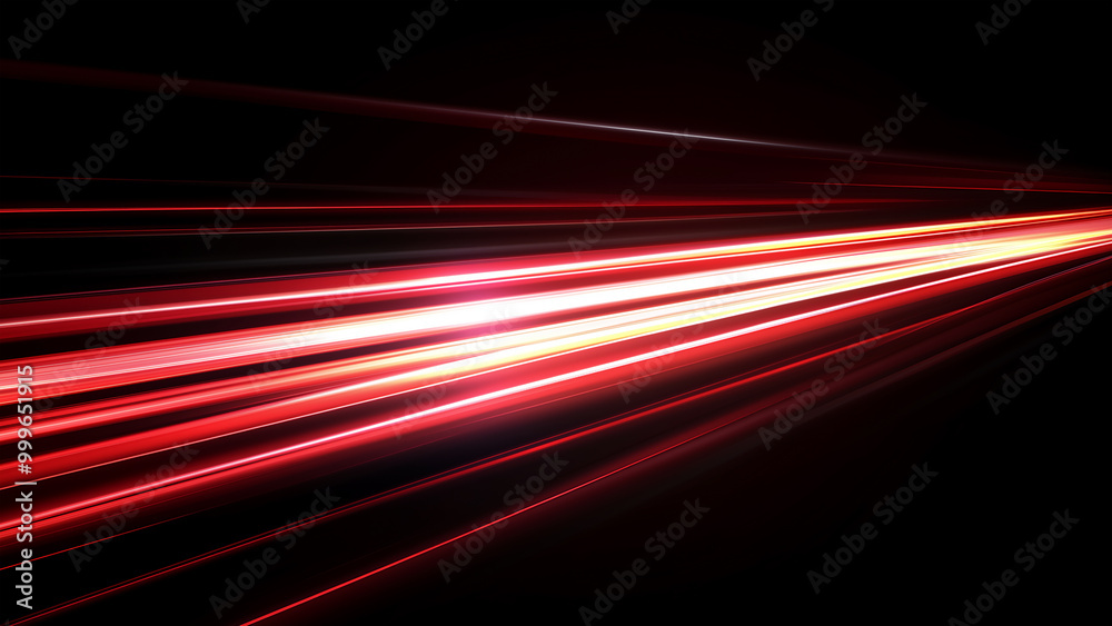 Red light streaks on a black background with glowing horizontal lines ...