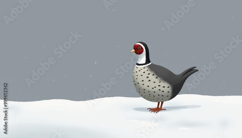  A solitary bird in a snowy landscape