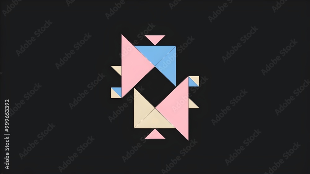 Minimalistic Geometric Design with Pastel Triangles on a Black Background Minimalistic Geometric Design with Pastel Triangles on a Black Background