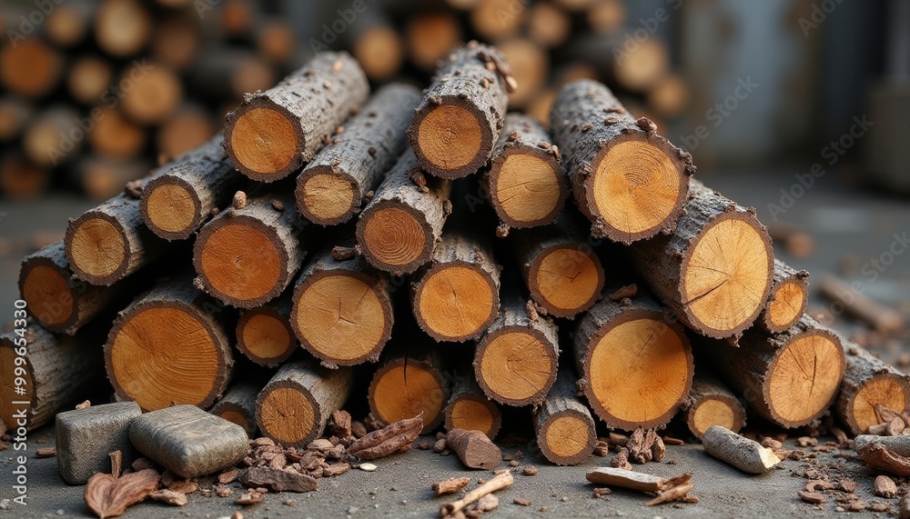 Natural beauty in raw form A collection of logs with distinct rings Natural beauty in raw form A collection of logs with distinct rings